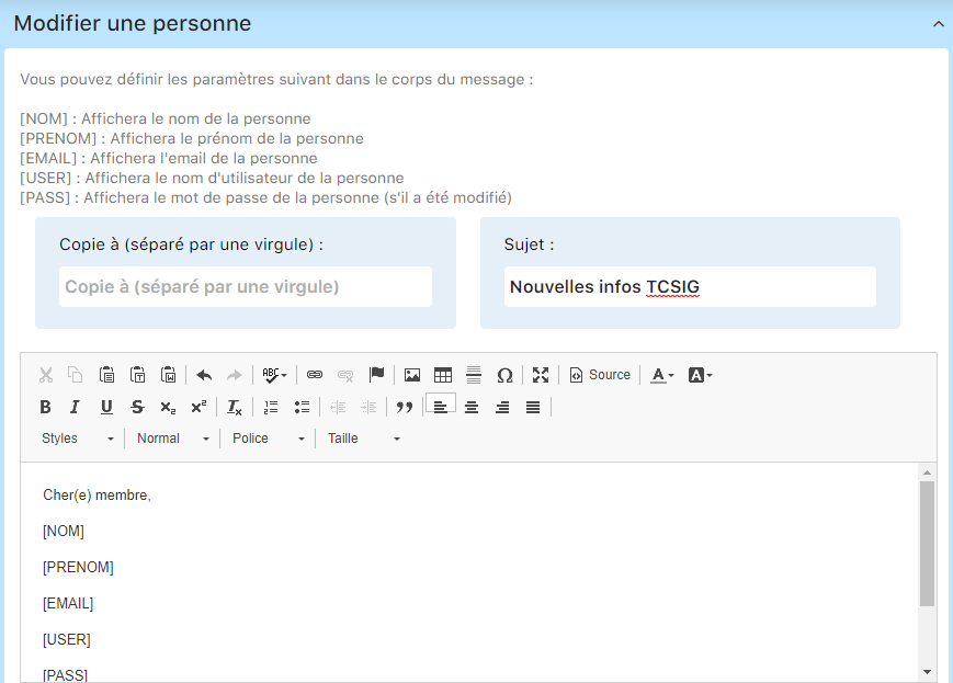 Email - Modifier une réservation